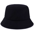 Classic black cotton bucket hat with minimalist design for sun protection and street style - One Size / Black