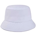 Classic white cotton bucket hat with multi-row stitching on brim for outdoor sun protection - One Size / White
