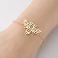 Pulsera minimalista de acero inoxidable dorado con colgante de abeja hueca estilo origami - Dorado