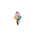 Détail de la broche en émail glacé coloré avec cadre doré et cerise sur le dessus - Style de Crème Glacée à Deux Boules (C1090-5)