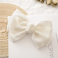Elegant white oversized bow hair clip in soft fabric on a minimalist aesthetic background - White