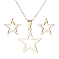 Elegant gold minimalist stainless steel star pendant necklace and stud earrings set - Hollow Star / Gold