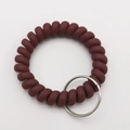 Detail of wine red matte spiral key ring with durable metal flat split ring attachment - Burgundy