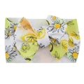 Elastic baby headband with large bow in yellow lemon and daisy floral prints - #16 Lemon