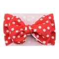 Red baby headband with white polka dots and a large bow made of soft elastic fabric - #6 Polka Dots