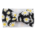 Baby bow headband featuring white and yellow daisy prints on a soft black fabric - #15 Daisy
