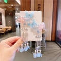 448-16# Crystal Blue Butterfly A Pair Of Hairclips