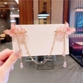 448-12# Peach Flower Butterfly Barrettes