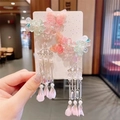448-17# Crystal Pink Butterfly A Pair Of Hairclips