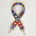 Tracolla regolabile larga 3,8cm con ricamo floreale e ganci in metallo dorato - Fiori Colorati + Gancio Oro