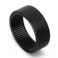 Minimalistischer schwarzer Edelstahl-Netzring für Herren mit industriellem Webdesign - US 6 / Schwarz
