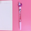 Pink unicorn quicksand gel pen and notebook set with glitter and sparkling liquid - Purple Moon Unicorn