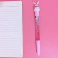 Cute cartoon deer liquid quicksand gel pen with pink sparkles and silver glitter flakes - Snowman