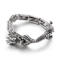 Pulsera de dragón punk en acero inoxidable con escamas de plata vintage y cierre de cabeza - Estilo de Cabeza de Dragón Vintage (KB30011-D)