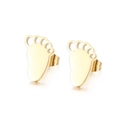 Minimalist golden stainless steel stud earrings with cute baby footprint shape design - Plain Style / Gold (KE71054-Z)