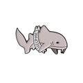 Cartoon shark enamel pin with HELP ME ribbon detail in gray and white finish - HELP ME Shark