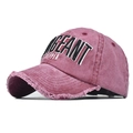 Vintage-Basecap aus gewaschener Baumwolle in Dunkelpink mit 3D-Stickerei und Used-Look - Verstellbar / Burgunderrot