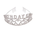 Couronne BIRTHDAY GIRL en strass argentés avec cœurs et peignes pour anniversaire - Taille unique / Couronne Individuelle Blanc Argent