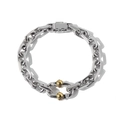 Bracciale a catena punk con maglie d'argento e un accento esagonale dorato - Argento e Oro