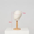 Mannequin head display stand with linen finish and wood base for hats and wigs - Female Style + Short Base