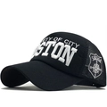 Cappellino trucker nero in mesh con ricamo Boston 3D e retro traspirante - Nero/Bianco (02)