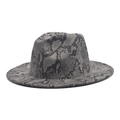 Cappello Fedora classico con stampa a serpente grigia su caldo materiale in feltro - grigio scuro