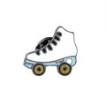 Broche de esmalte de patines retro en colores azul y blanco con cierre de mariposa - Patín de hielo