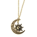 Collier avec pendentif soleil et lune style bronze vintage et motif filigrane - Bronze