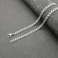 Classica catena NK a maglie cubane argento in acciaio inossidabile di alta qualità - Catena NK in Acciaio Inossidabile Solo (Senza Ciondolo)