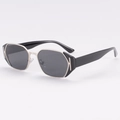 Gafas de sol de lujo negras con borde de metal dorado y patillas anchas de acetato - Montura Negra Lentes Gris Negro