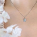 Collar vintage francés con colgante de hoja de plata para mujeres elegantes - 40+5cm / Plateado