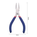 Detailed view of 125mm blue and red needle-nose jewelry pliers with scale measurements - Blue Handle Needle Nose Pliers / 【product Parameters】summary Parameters: 【total Length 125mm】 【handle Width 53mm】 【product Model T N-125】.