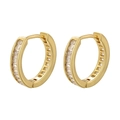 Goldene Creolen mit rechteckigen Zirkonia-Steinen im minimalistischen Design - Gold