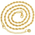 Detailed view of golden stainless steel rope chain with lobster clasp and S.steel tag - 4mm Width Necklace / Gold