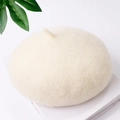Classico basco in feltro di lana bianco crema per bambini dal design retrò essenziale - Taglia unica / Beige