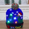 Gorro de Navidad de punto azul con diseño de dinosaurio y luces LED de colores vivos - Dinosaurio