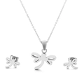 Silbernes Libellen Schmuckset mit minimalistischer Halskette und Ohrsteckern im Design - Silber (KS132899-KFC)
