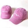 Faded purple washed cotton parent-child baseball cap set with mama and mini embroidery - Parent-Child Set - Pink Purple - Mama/Mini
