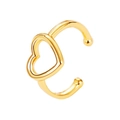 Minimalist hollow heart gold ear cuff earring with polished finish on white background - Hollow Heart Style (5183) / KC Gold