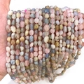 Handheld view of irregular natural gemstone bead necklaces with diverse mixed colors - Morganite