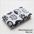 Washable Japanese style cat bed featuring a white and blue cat pattern fabric - White Cat Blue Base (Cloth Only)