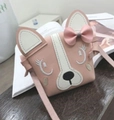 Cute pink puppy crossbody bag for kids with 3D ears and stylish bow detail - Pink
