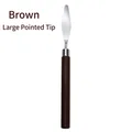 Large diamond-shaped tip stainless steel palette knife with a classic brown wooden handle - Large Pointed Tip Brown Scraper