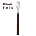 Flat tip stainless steel painting knife with brown wooden handle for oil and acrylic - Flat Tip Brown Scraper