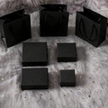 Set of black minimalist jewelry gift boxes and paper bags on starry grey fabric - 7*7*3 With Sponge / Black