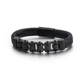 Schwarzes geflochtenes Lederarmband für Herren mit industrieller Metallschließe - Schwarze Kette Schwarz Geflochtener Stil (KB132423-KFC)