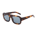 Gafas de sol cuadradas flat top con montura de carey retro y lentes grises - Montura Carey / Lentes Azul Grisáceo