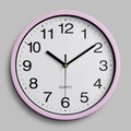 Classic 10 inch pink round wall clock with white dial and clear black numeric display - Pink