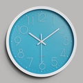 Silent 12-inch plastic wall clock featuring a teal dial with white minimalist 3D numerals - White Frame Light Blue Dial