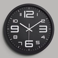 12-inch modern minimalist wall clock featuring a matte black dial with bold white numerals - Black Frame Black Dial